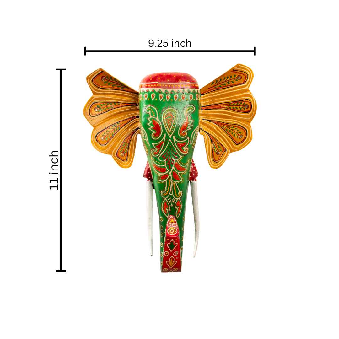 Green Handpainted Elephant Wall Decor