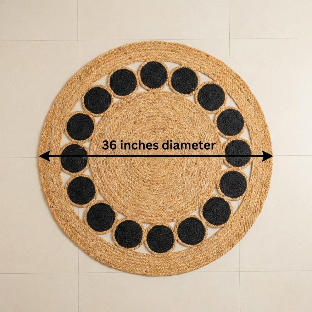 Black Round Jute Rug
