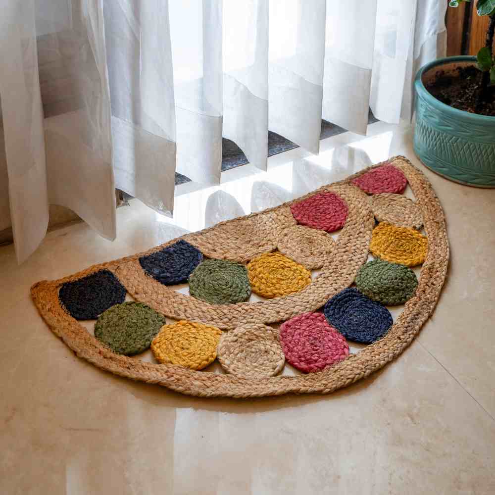 Multicolour Hoops Jute Mat