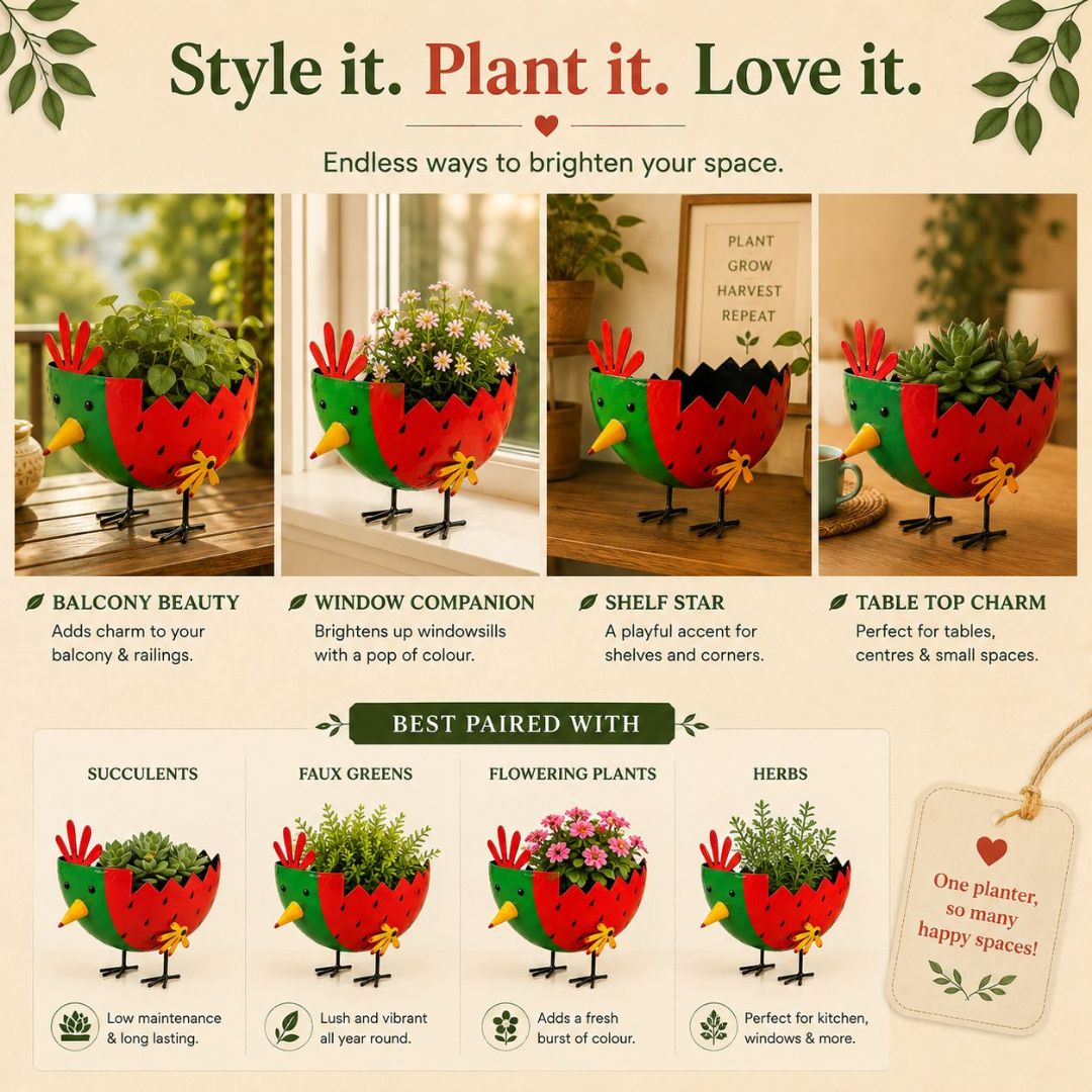 Mr. Melon Handpainted Metal Planter