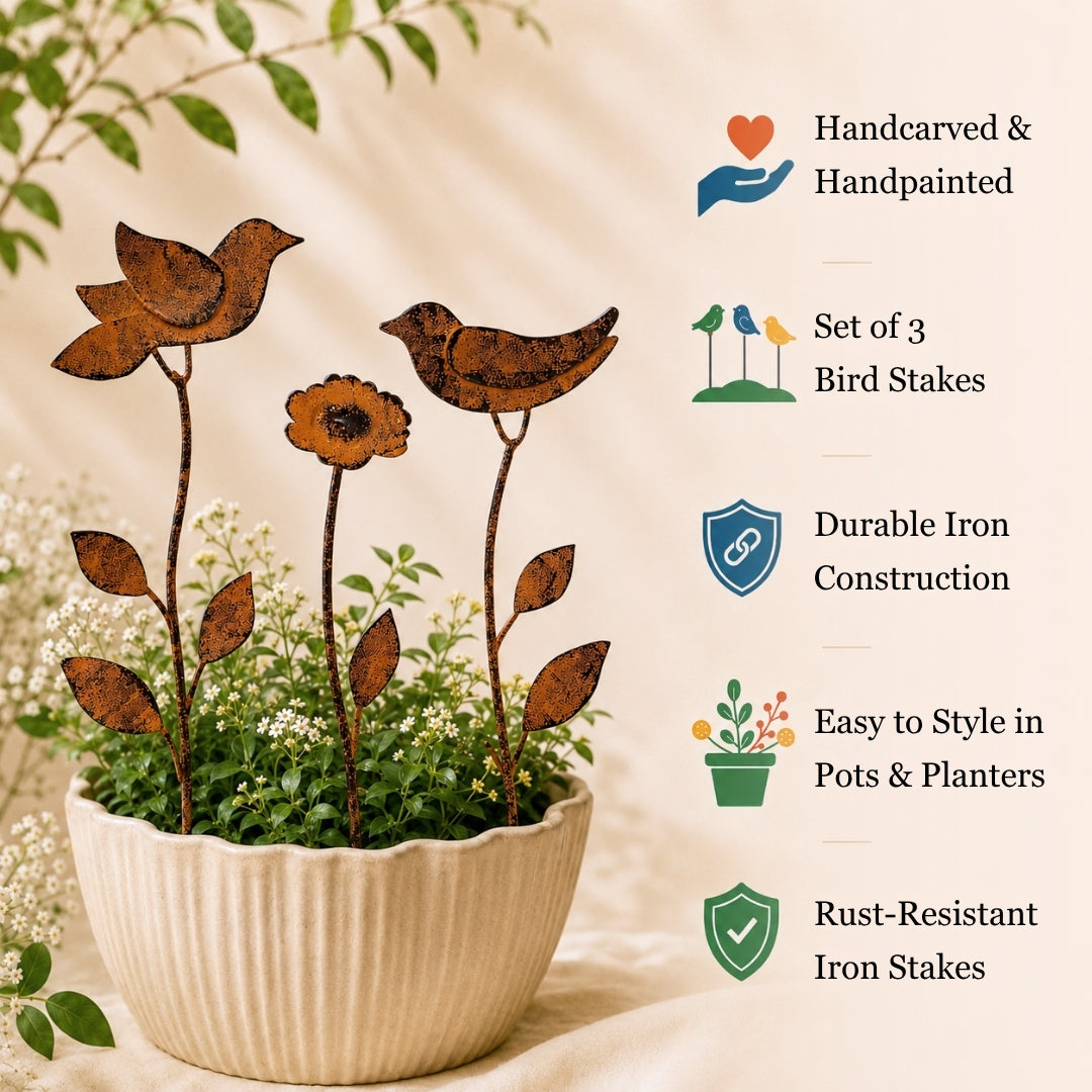 Birdie Bloom Garden Stake (Set Of 3)