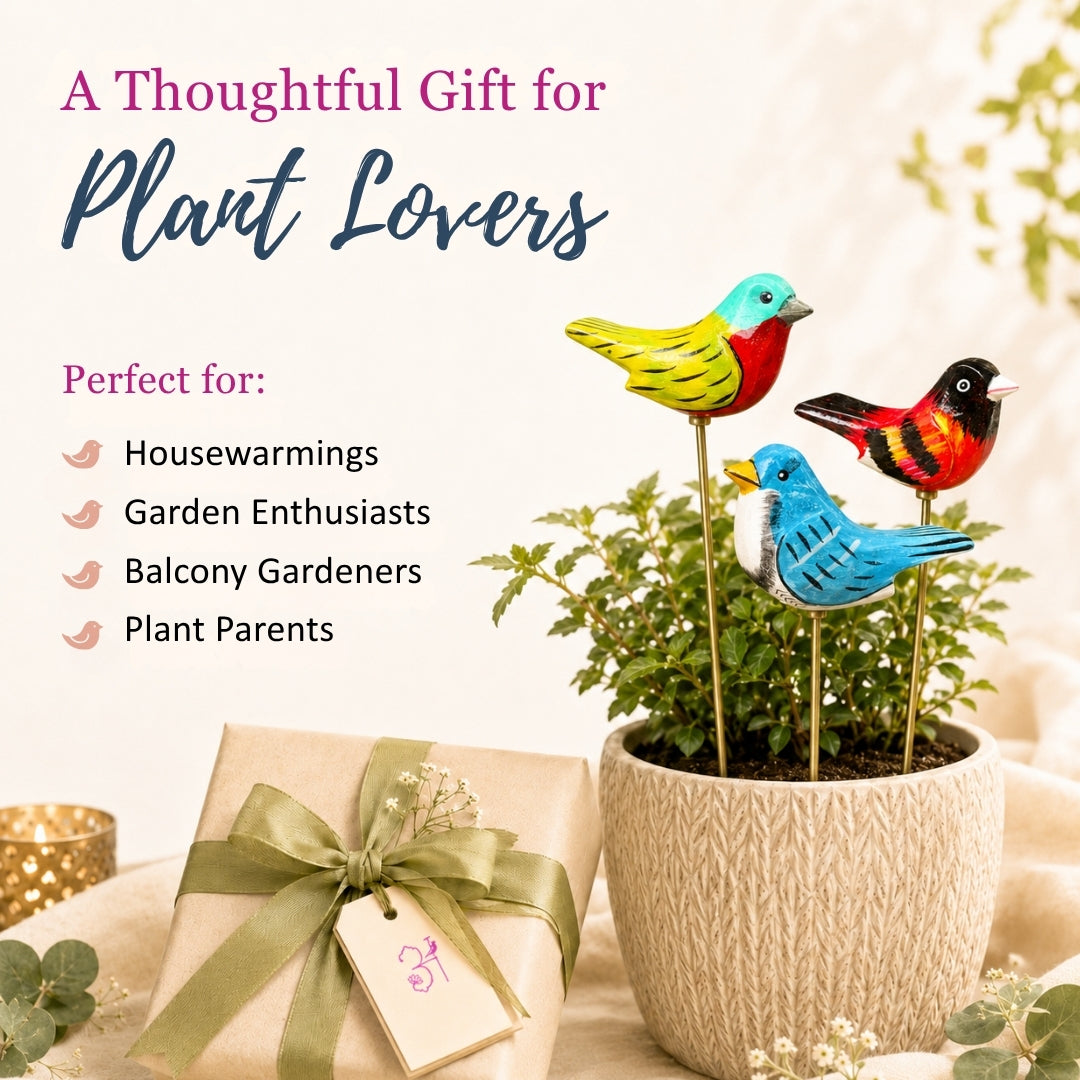 Blue Bird Wooden Garden Stake (Set Of 3)