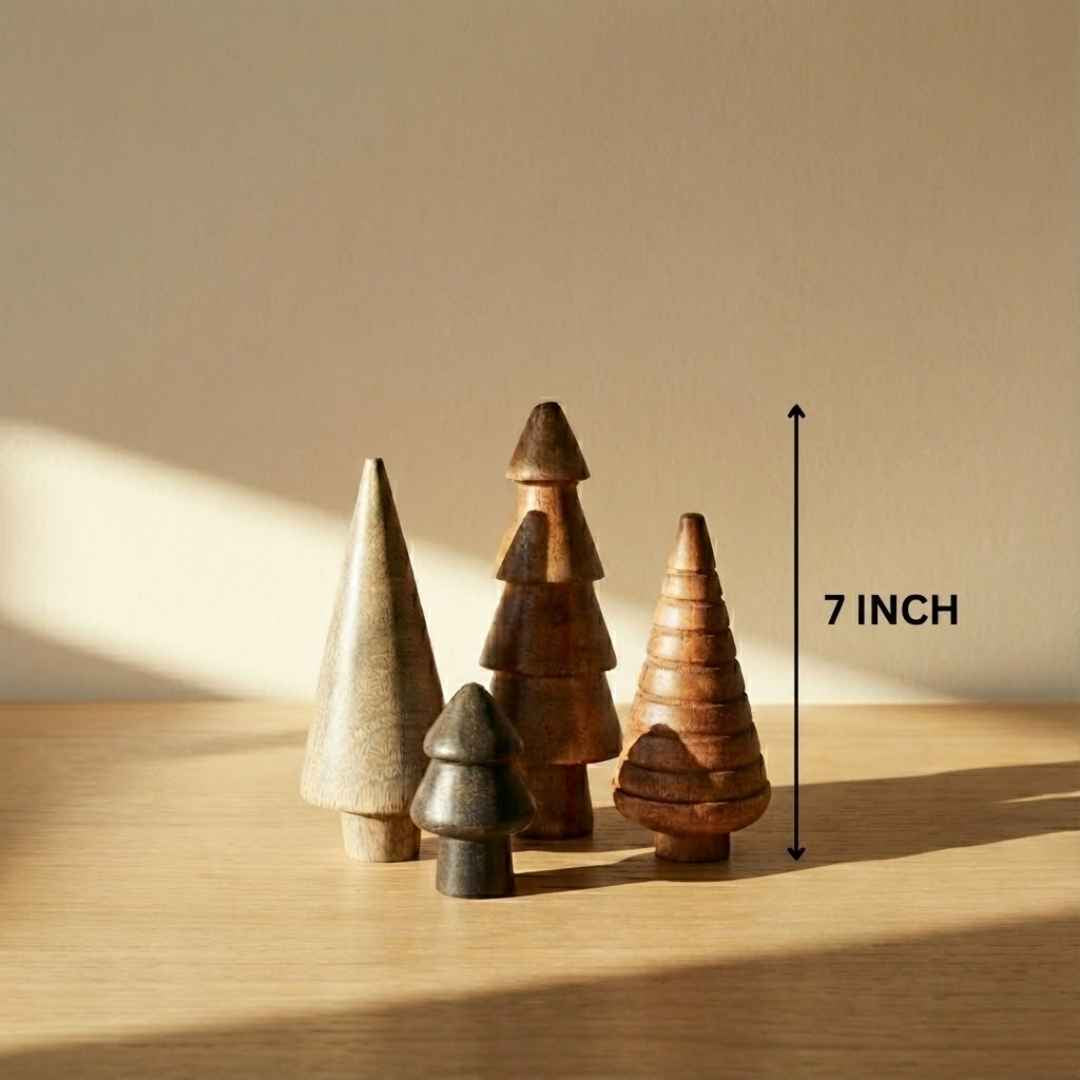 Scandinavian Wooden Tree Decor (Set Of 4)