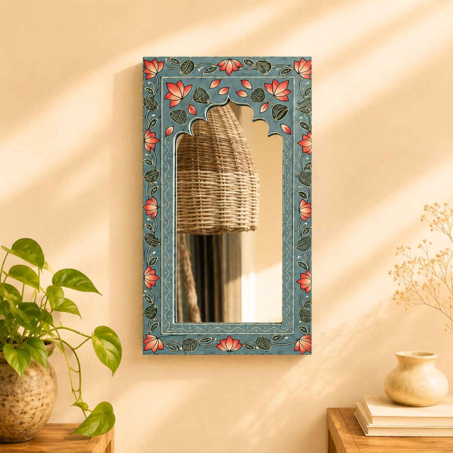 Midnight Blue Handpainted Wooden Mirror