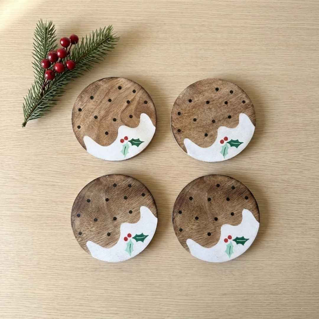 Christmas Wooden Coaster Set (4 pcs)