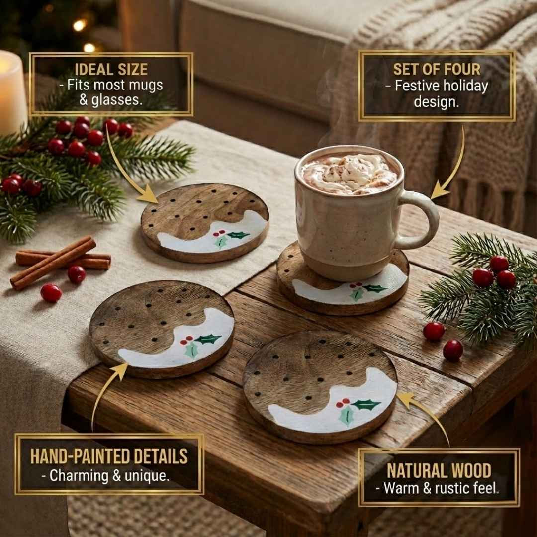 Christmas Wooden Coaster Set (4 pcs)