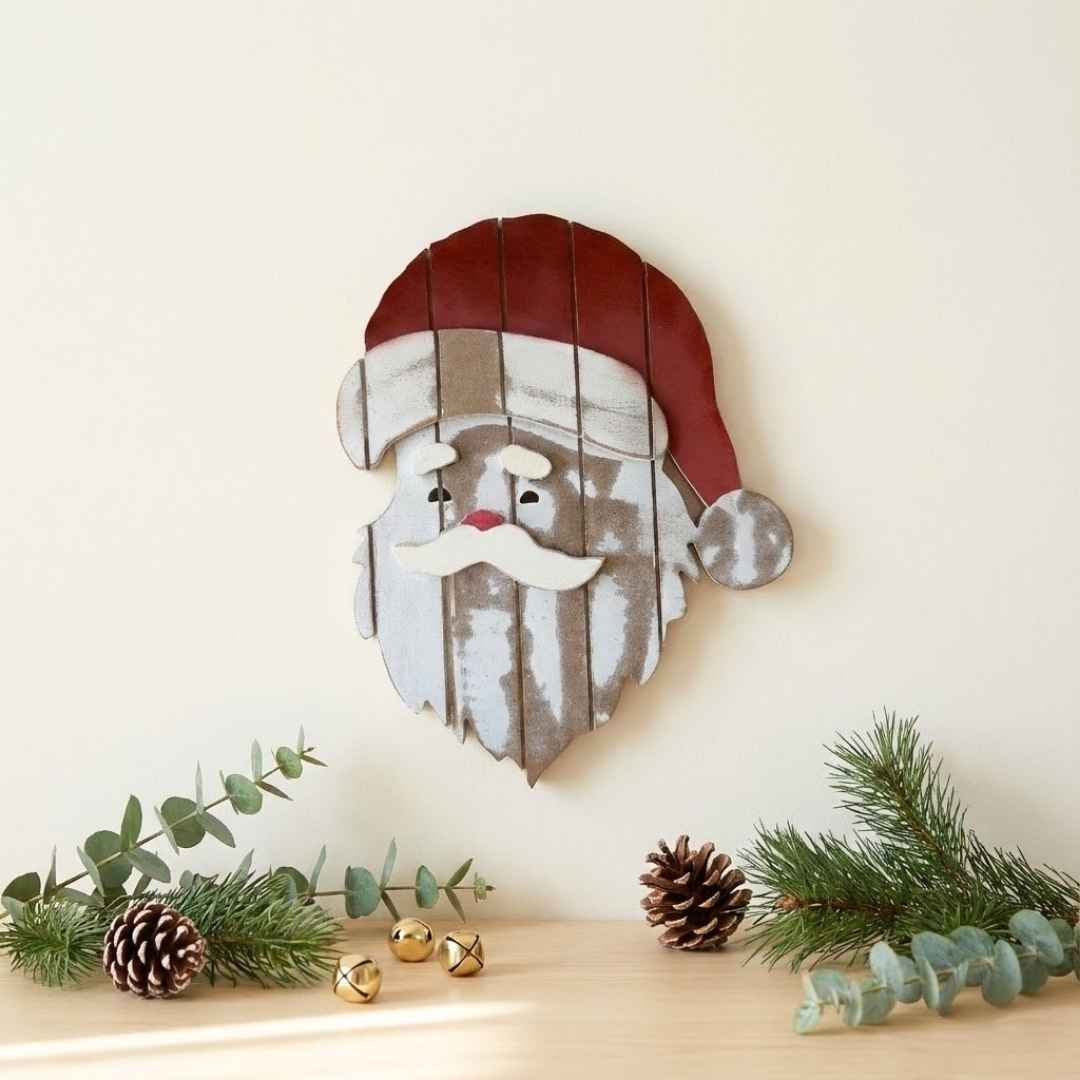 Rustic Wooden Santa Wall Hanging