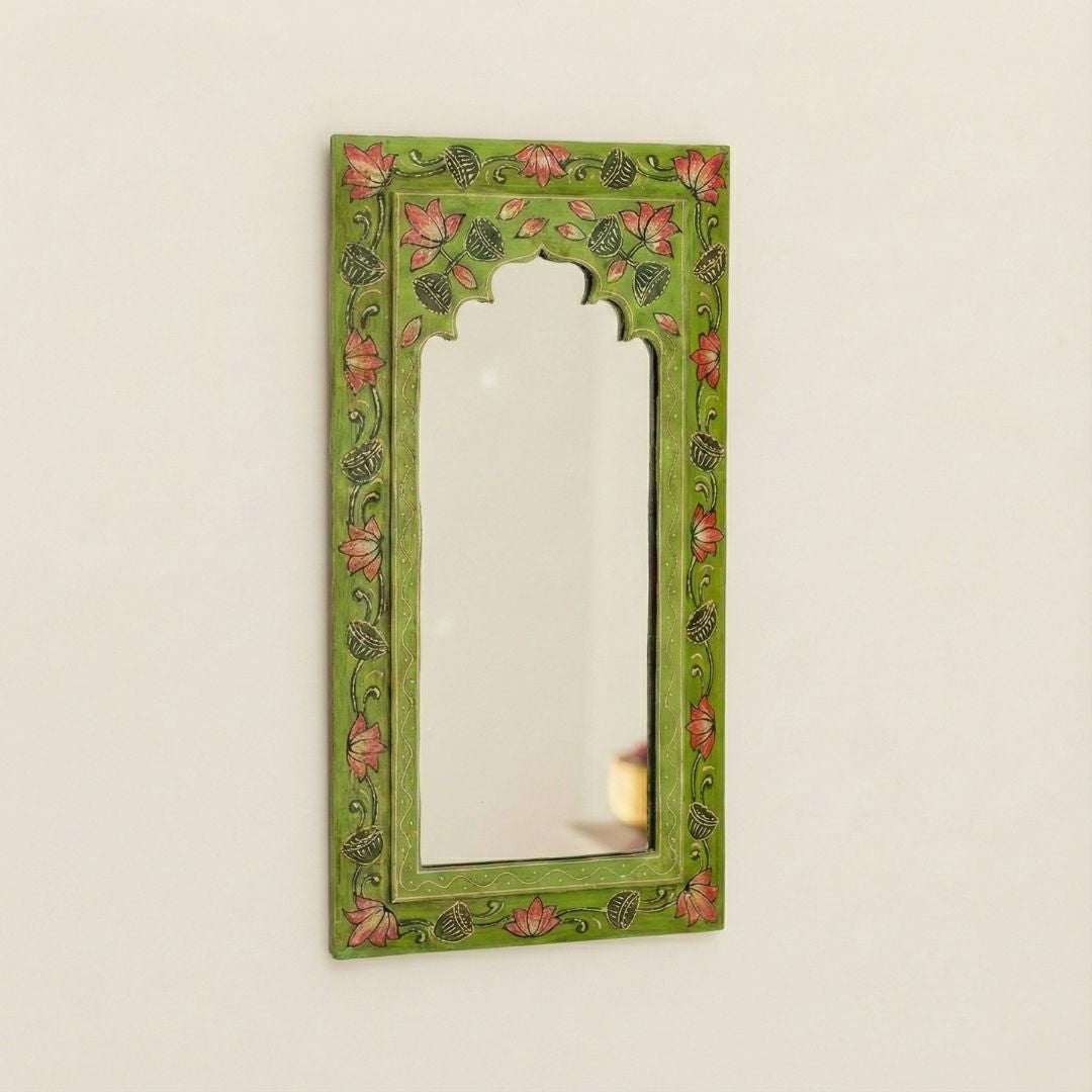 Tropical Green Handpainted Wooden Mirror