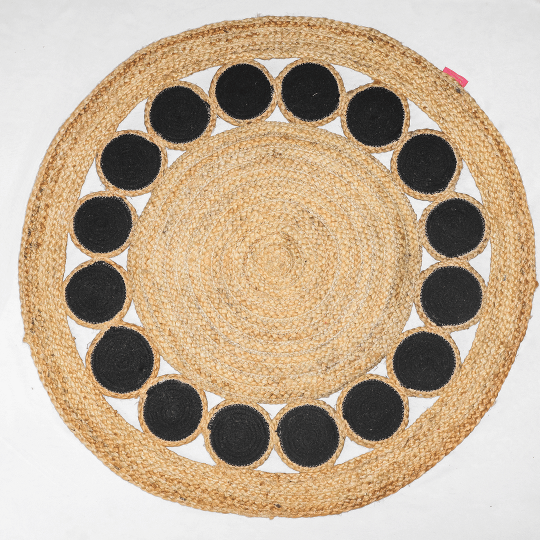 Atrangi Studio Black Round Jute Rug