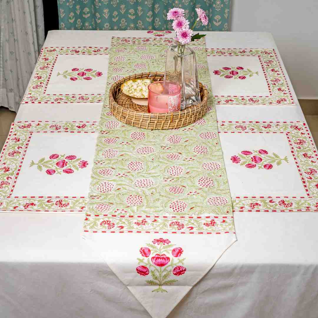 Atrangi Studio Peony Block Print Runner