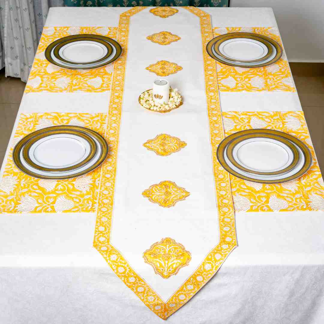 Atrangi Studio Saffron Block Print Runner