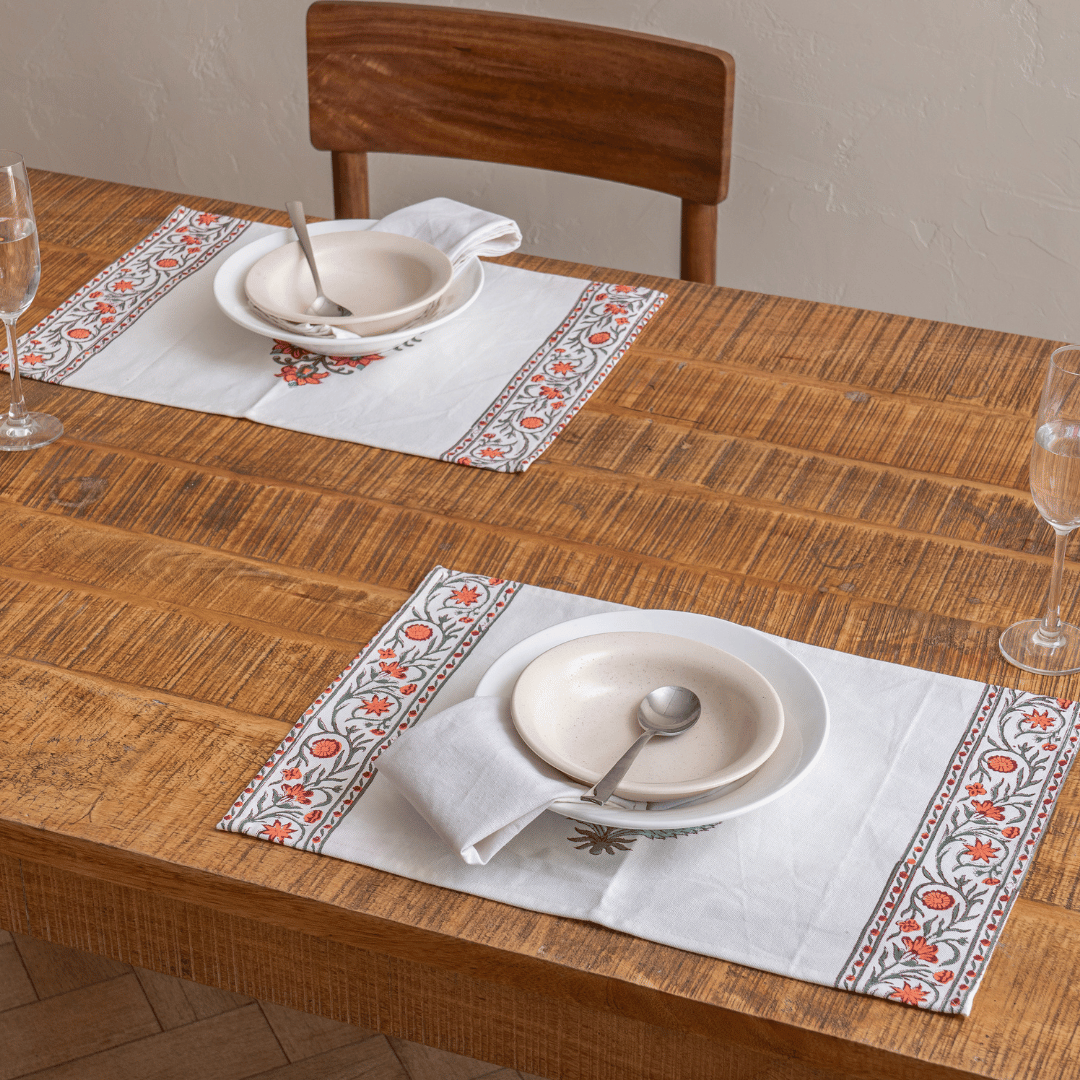 Atrangi Studio Daffodil Block Print Table Mat