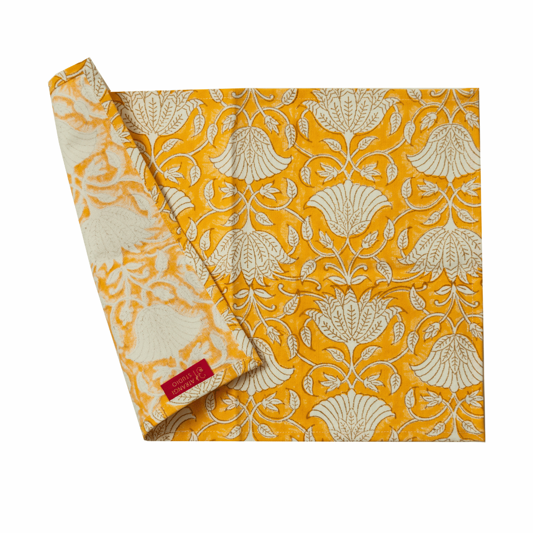 Atrangi Studio Saffron Block Print Table Mat