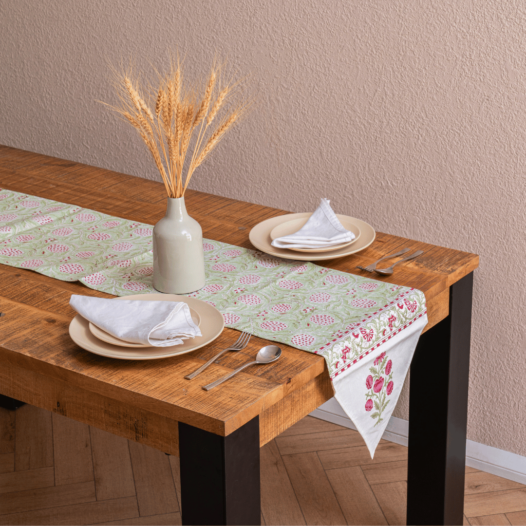 Atrangi Studio Peony Block Print Runner