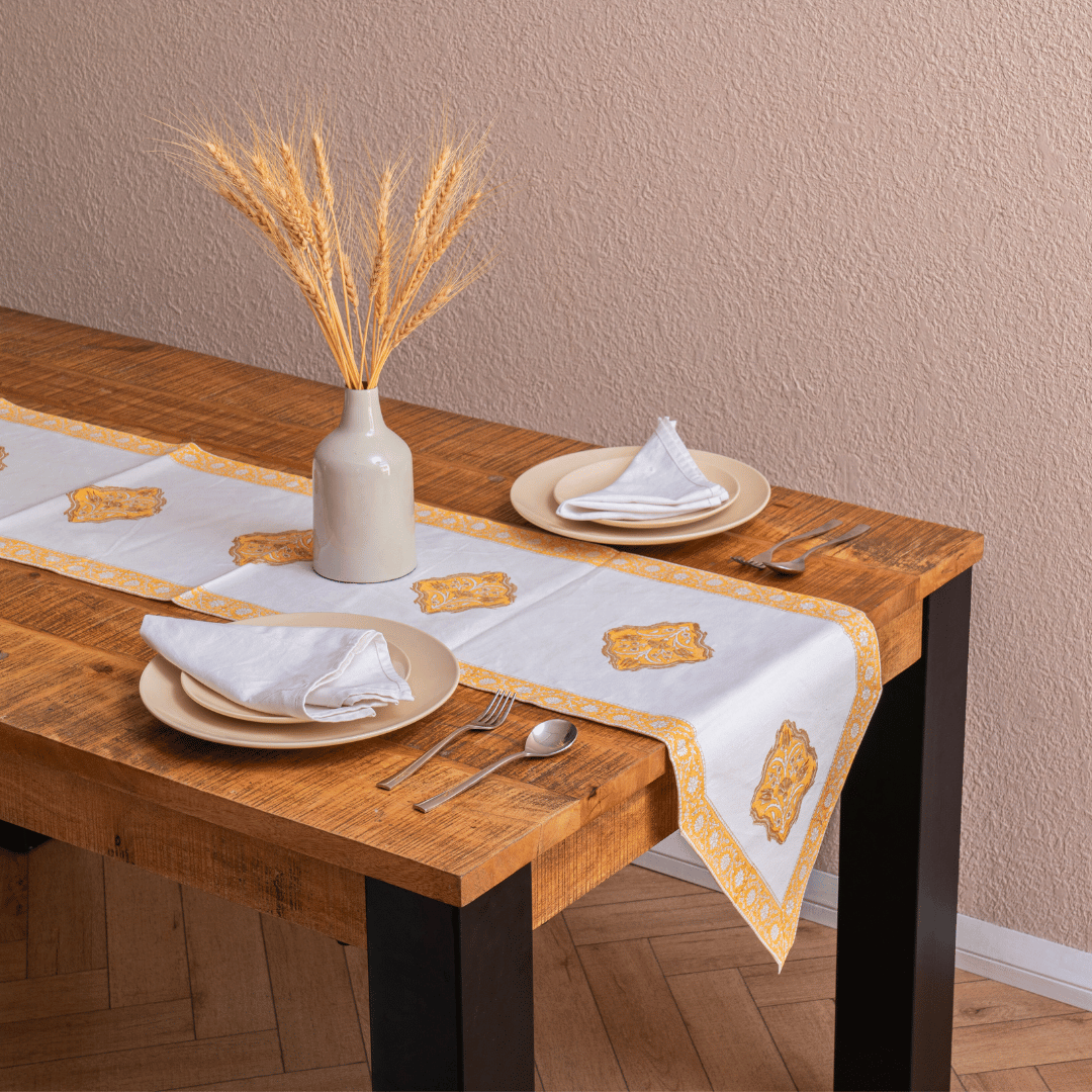 Atrangi Studio Saffron Block Print Runner