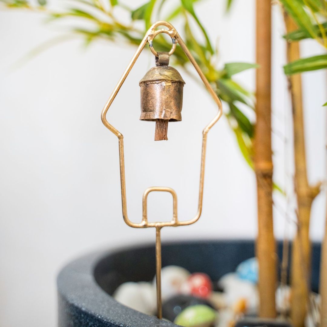 Atrangi Studio House Copper Bell Garden Stake