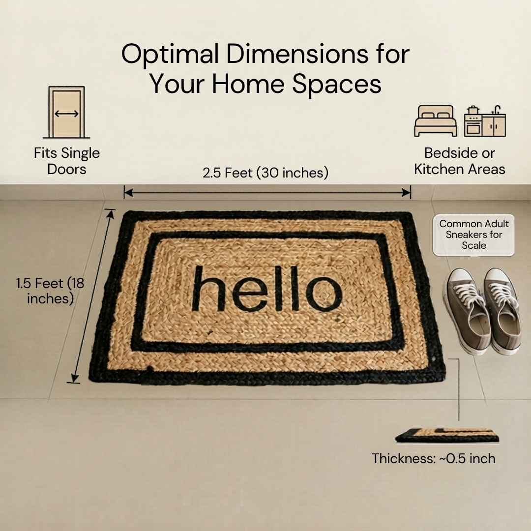 Hello printed jute mat for front door and entryway decor
