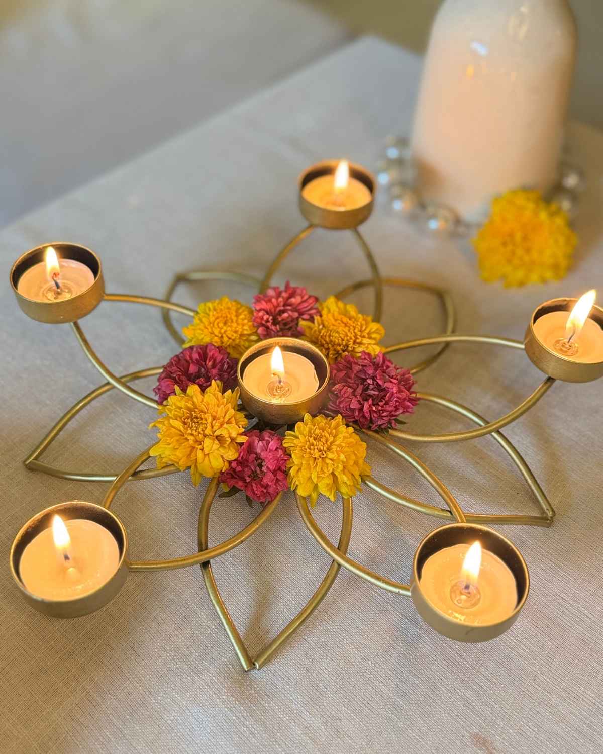 Lotus Iron Tealight Holder