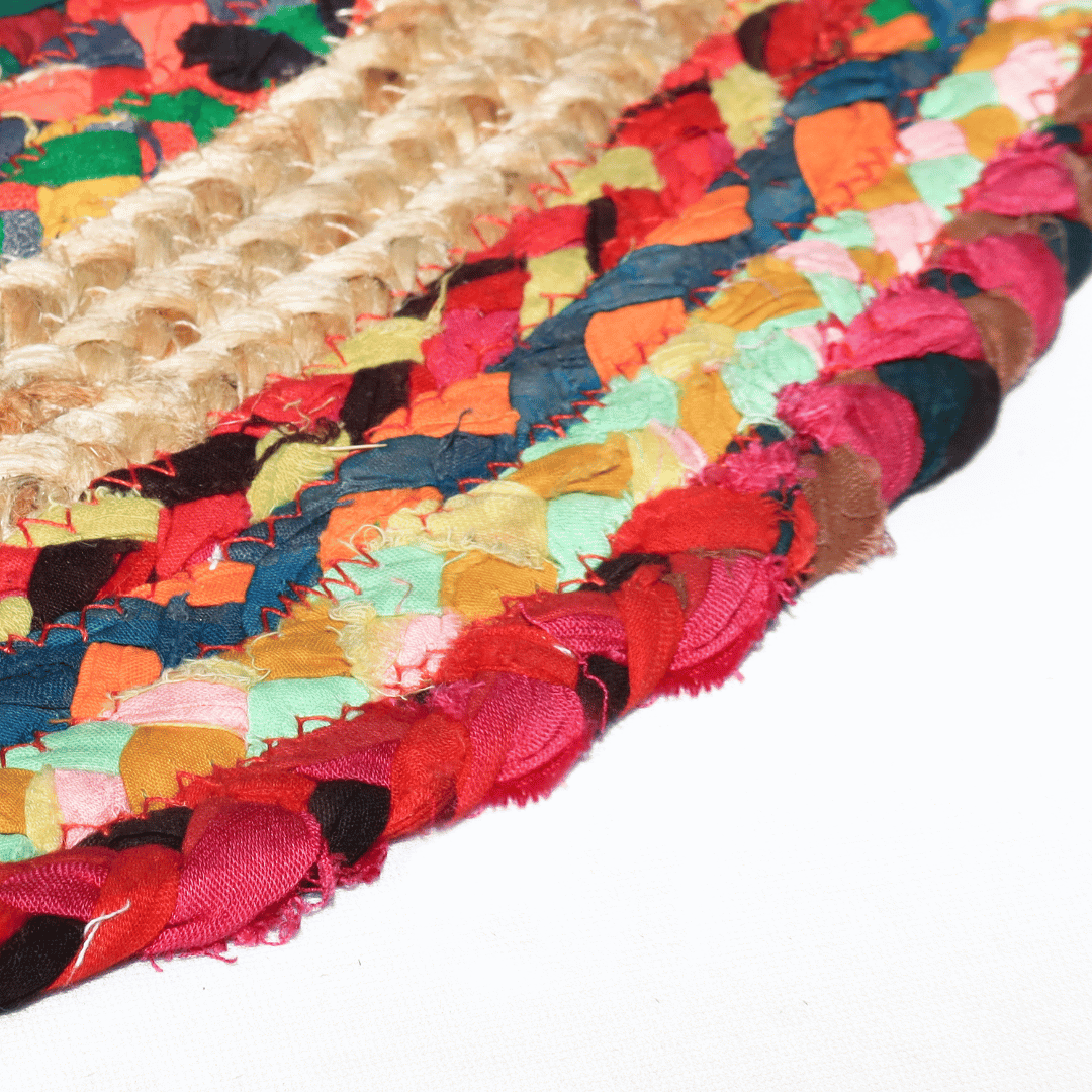 Atrangi Studio Multicolour Round Jute Rug