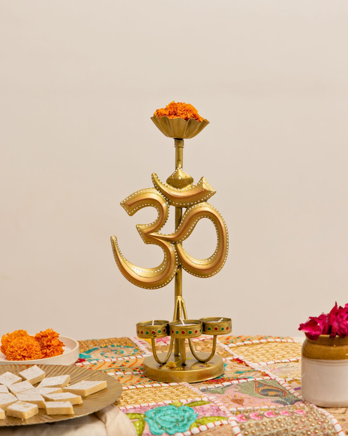Om Iron Tealight Holder