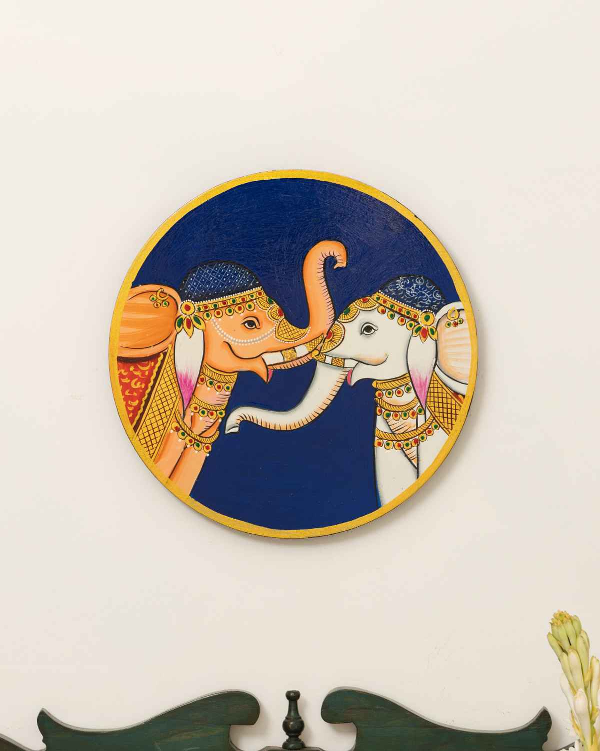 Royal Elephants Pichwai Wall Plate