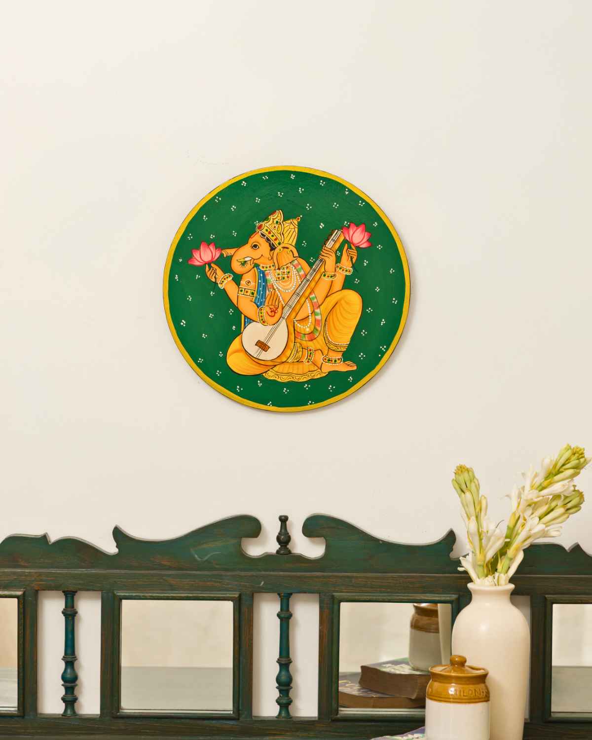 Veena Ganesha Pichwai Wall Plate