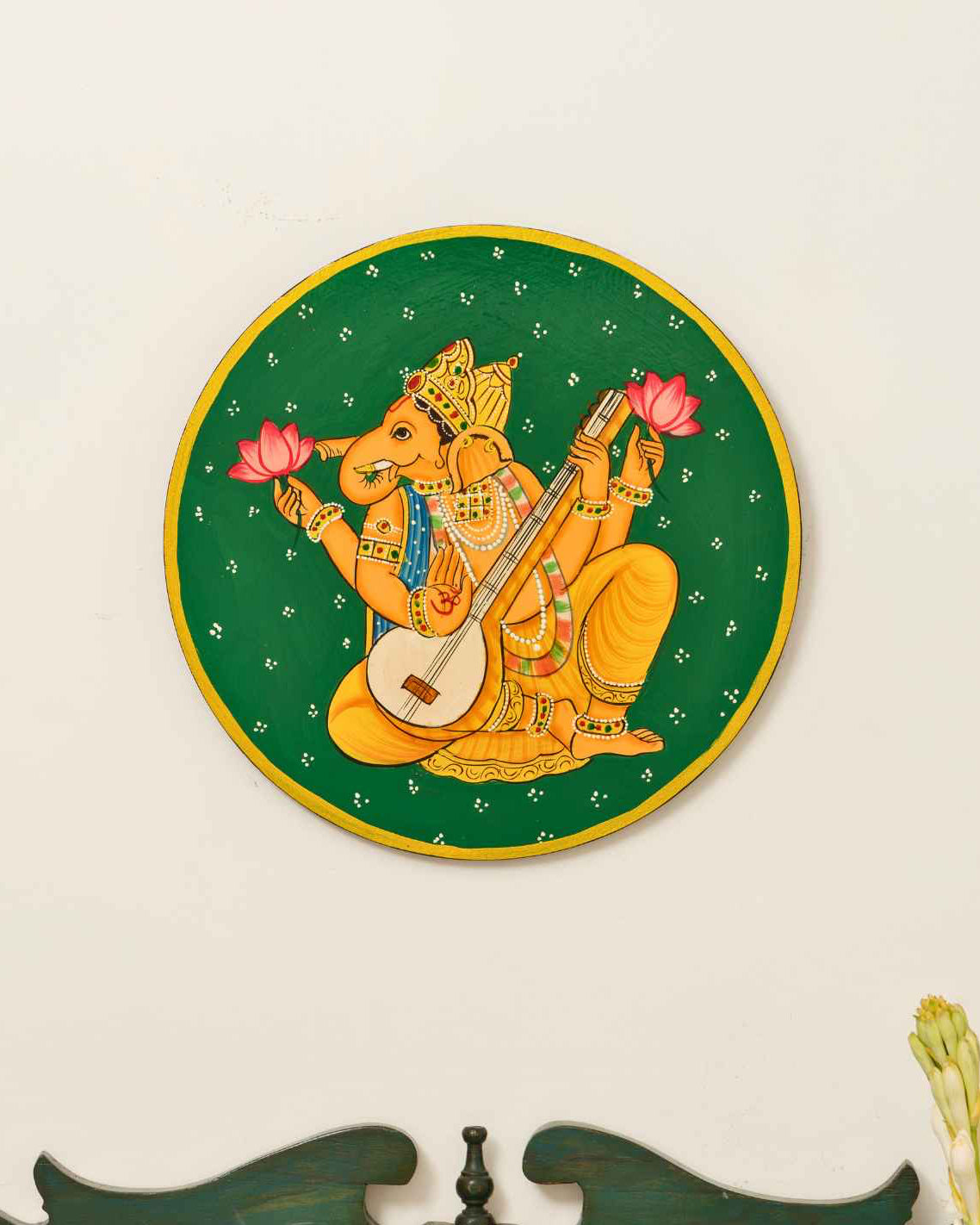 Veena Ganesha Pichwai Wall Plate