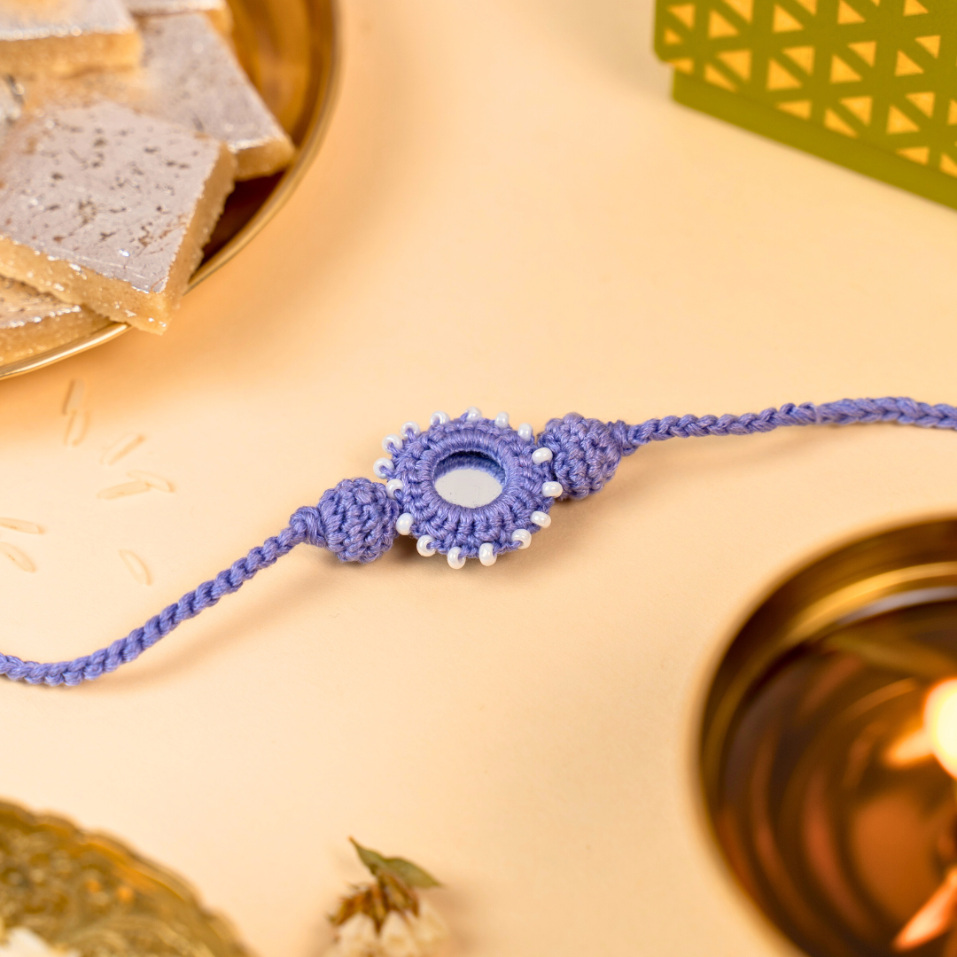 Atrangi Studio Purple Mirror Crochet Rakhi