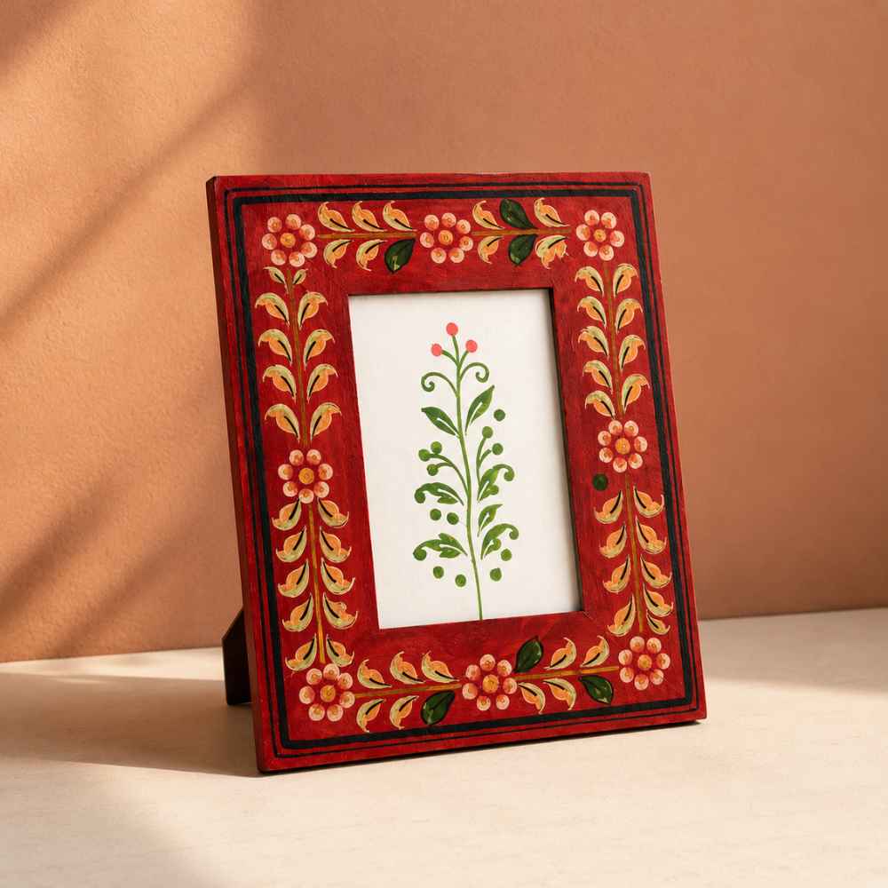 Red Meadow handpainted floral photo frame