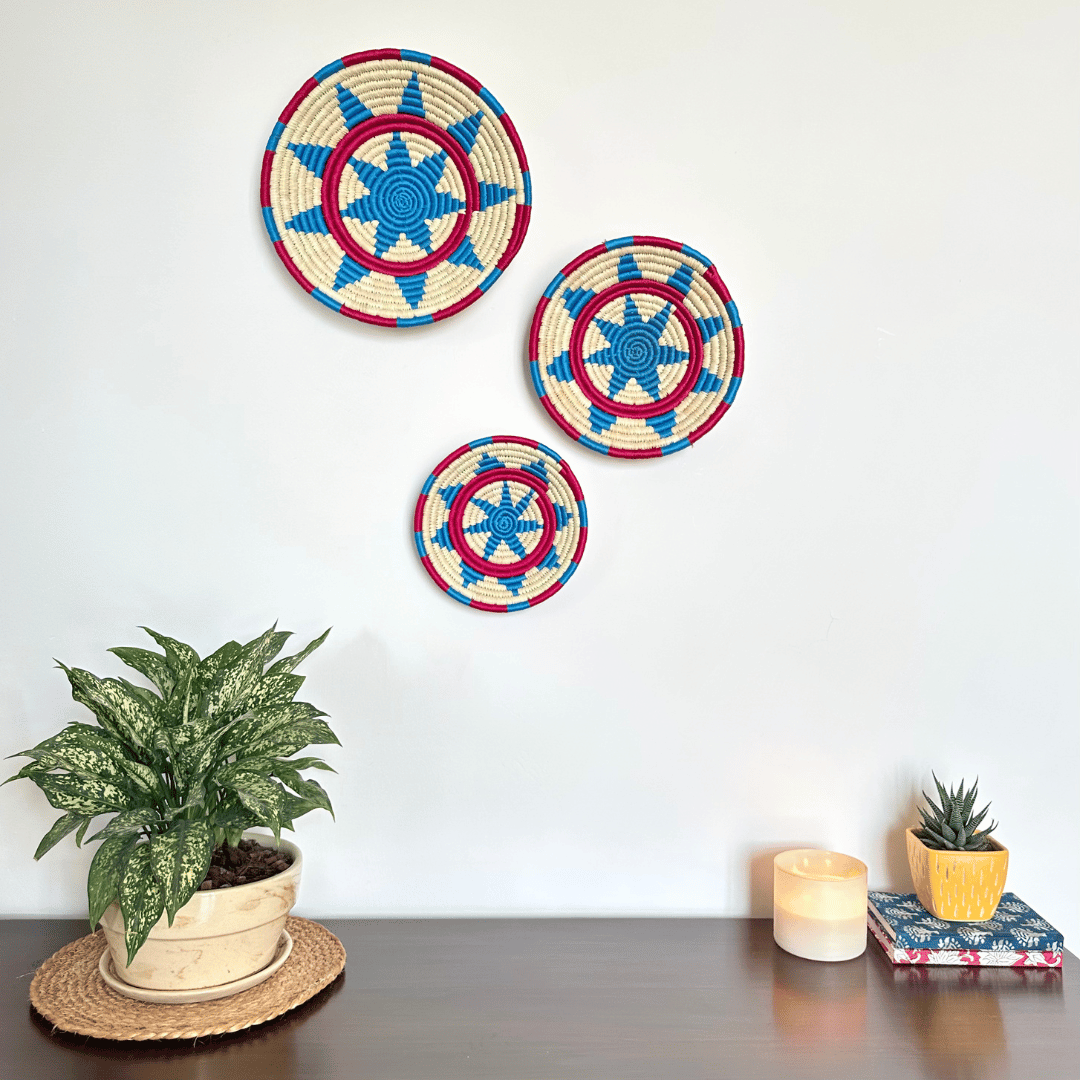 Turquoise Bloom Sabai Wall Basket (Set of 3)