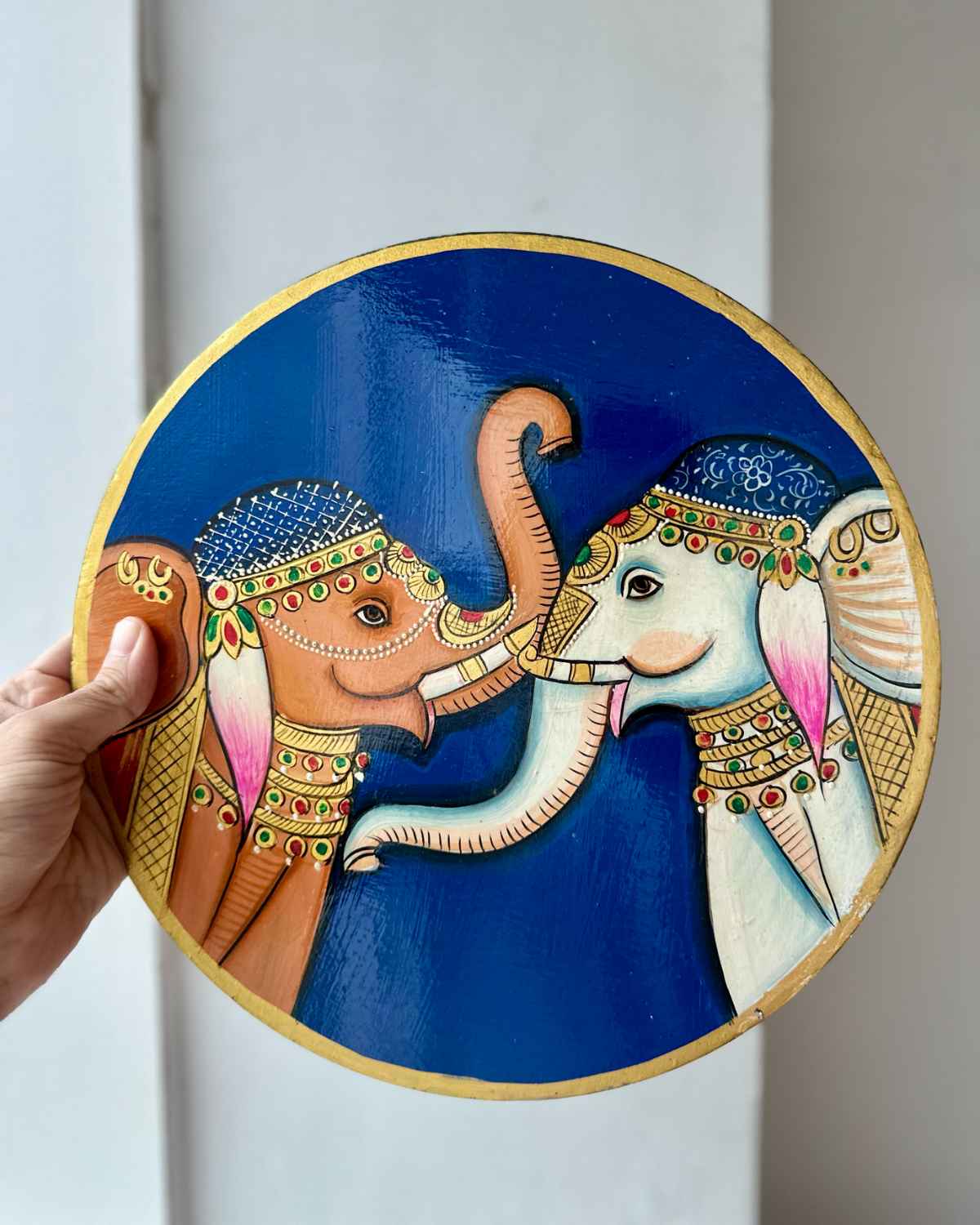 Royal Elephants Pichwai Wall Plate