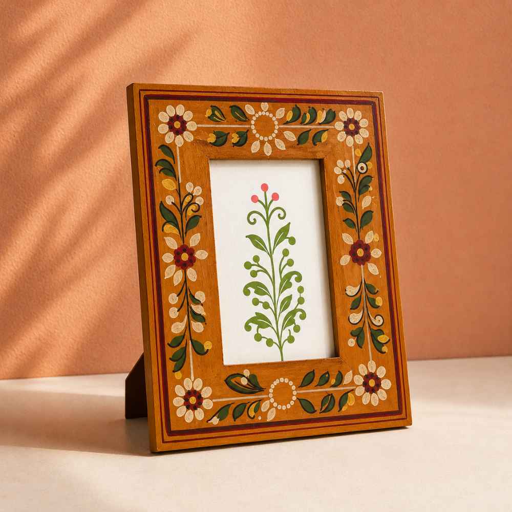 Yellow Meadow handpainted floral photo frame