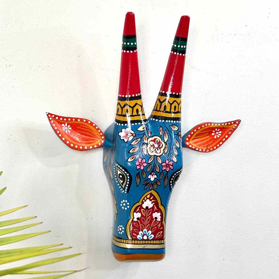 Blue Cow Wall Decor Handpainted