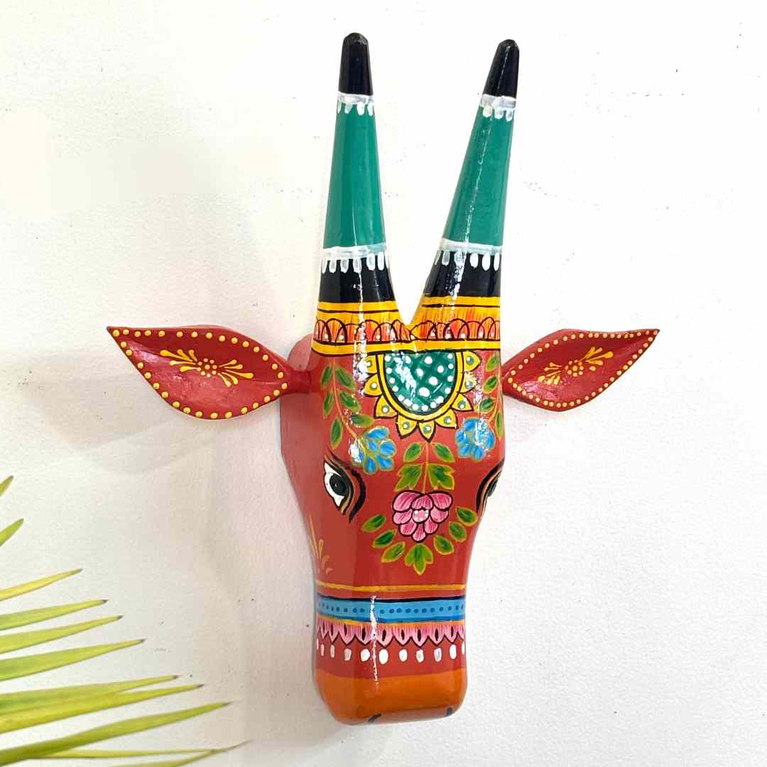 Orange Cow Wall Decor Handpainted