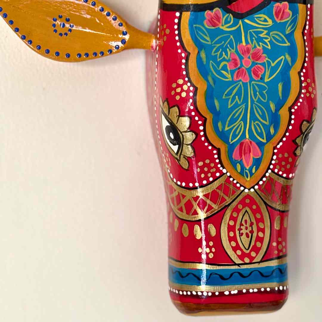 Red Cow Wall Decor Handpainted