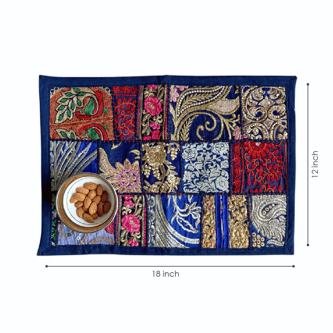 Dark Blue Patchwork Table Mats (Set of 2)