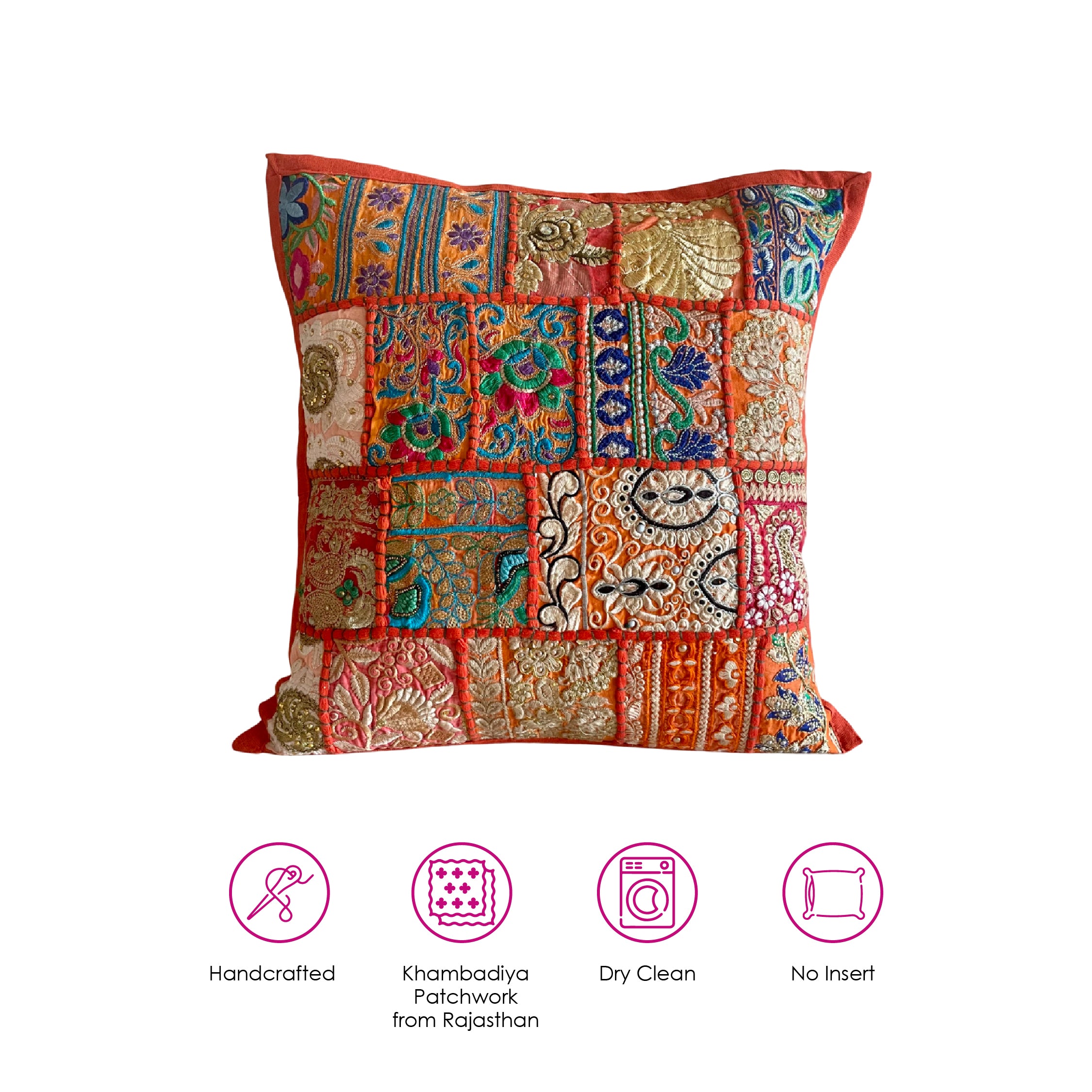 Orange Patchwork Cushion Cover (Set of 2)