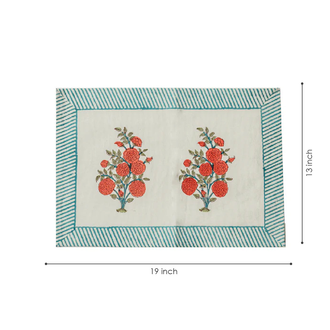 Dahlia Block Print Table Mat (Set of 2)