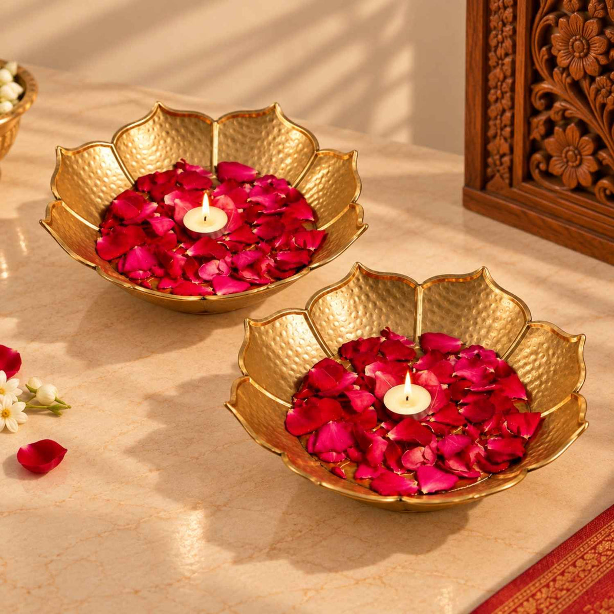 Lotus Bloom Urli (Set Of 2)