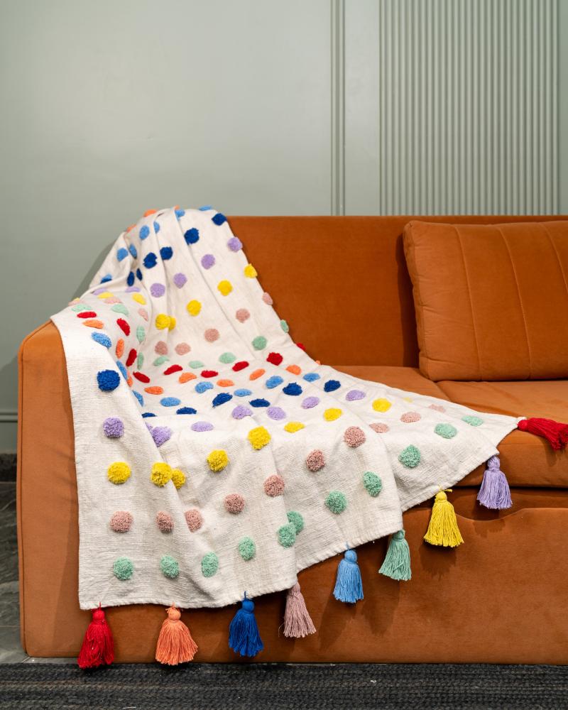 Atrangi Studio Colourful Tickles Tufted Sofa Throw