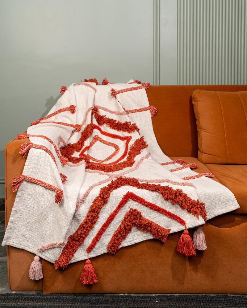 Atrangi Studio No Hassle Tassel Tufted Sofa Throw