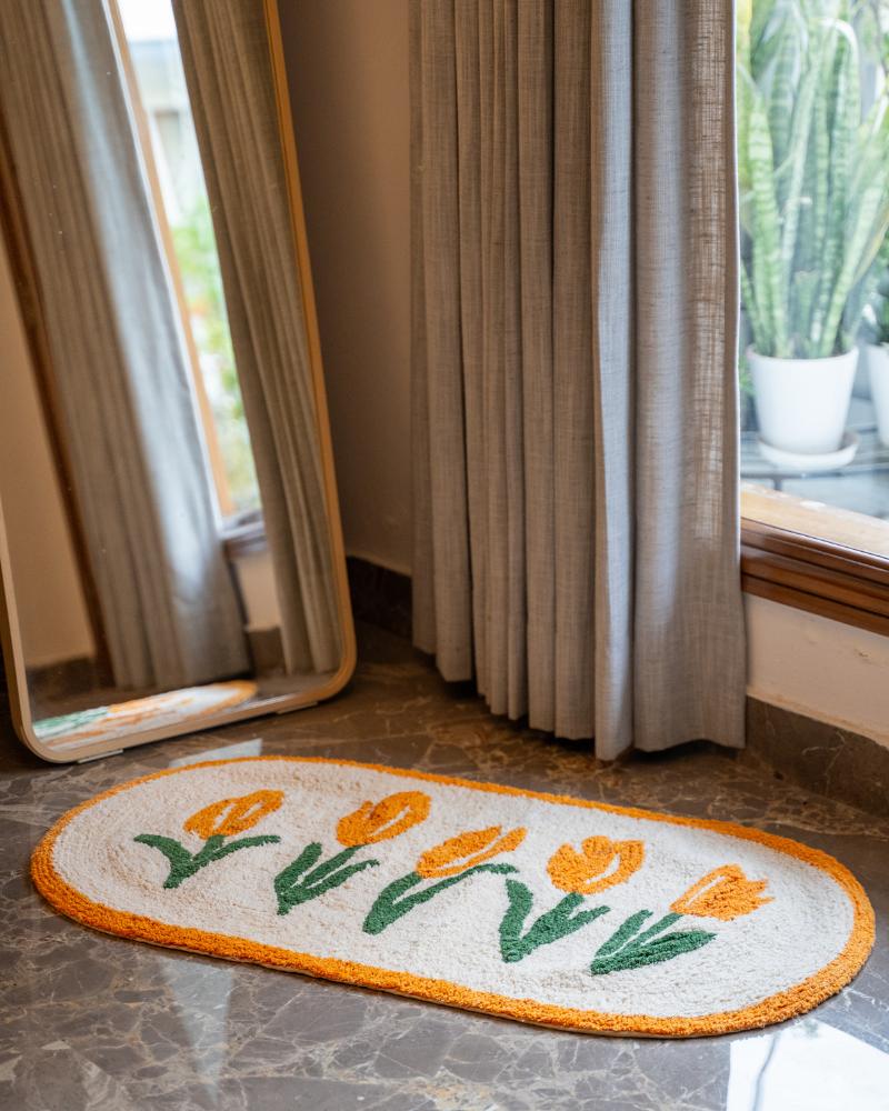 Atrangi Studio Whistling Flowers Tufted Floor Mat