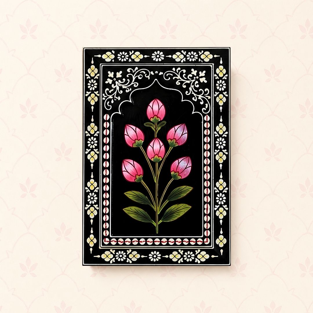 Indigo Bloom Handpainted Wooden Wall Frames (Set Of 3) (12x8 inch)