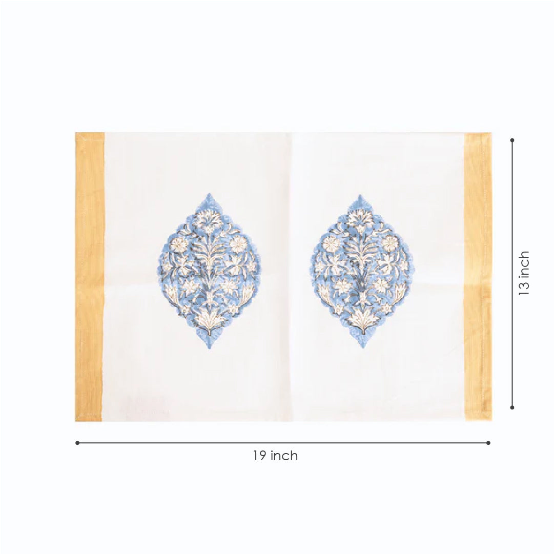 Lily Block Print Table Mat (Set Of 2)