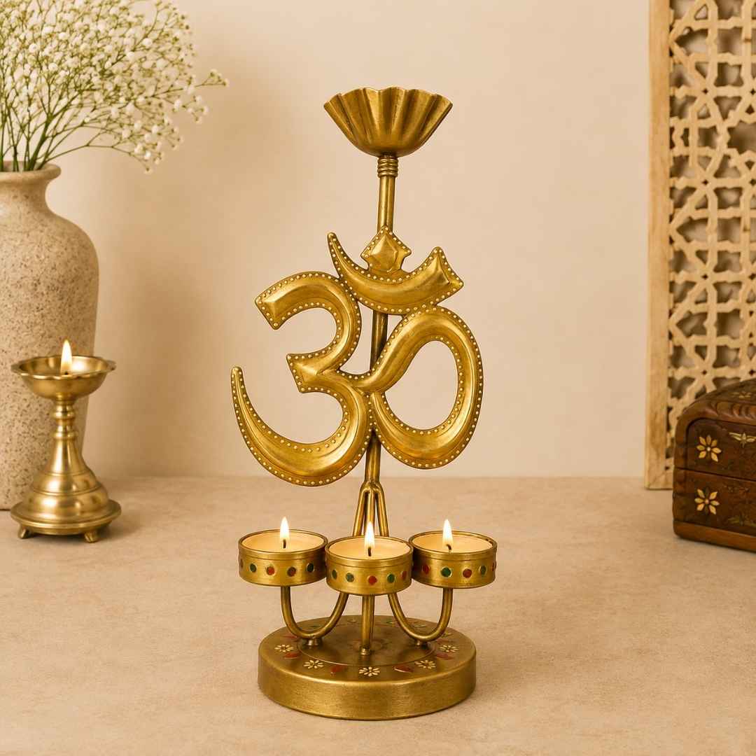 Om Iron Tealight Holder