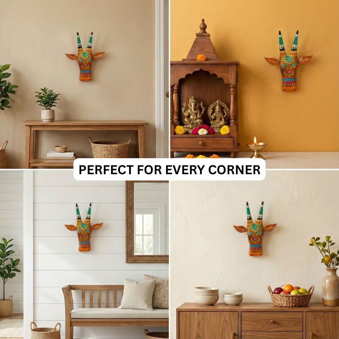 Orange Cow Wall Decor Handpainted