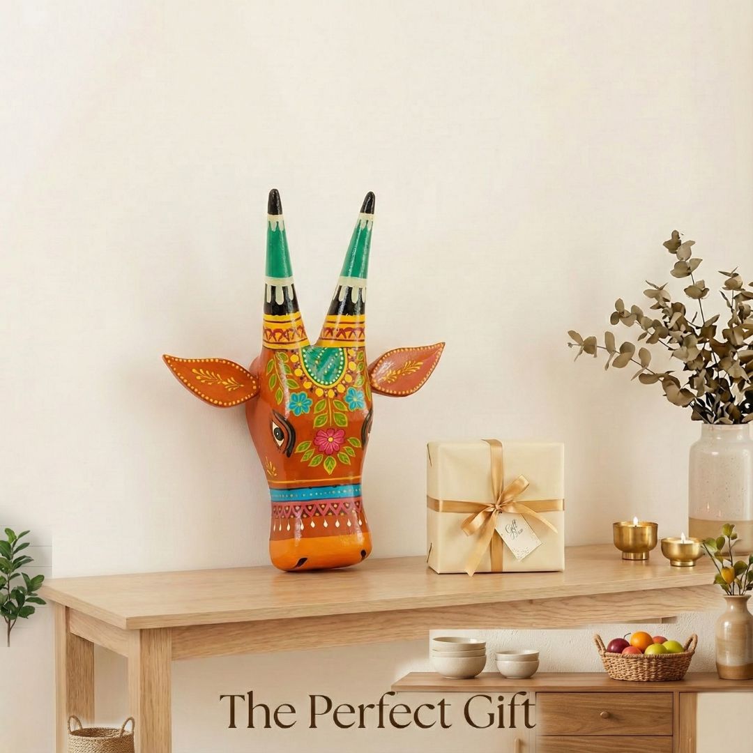 Orange Cow Wall Decor Handpainted