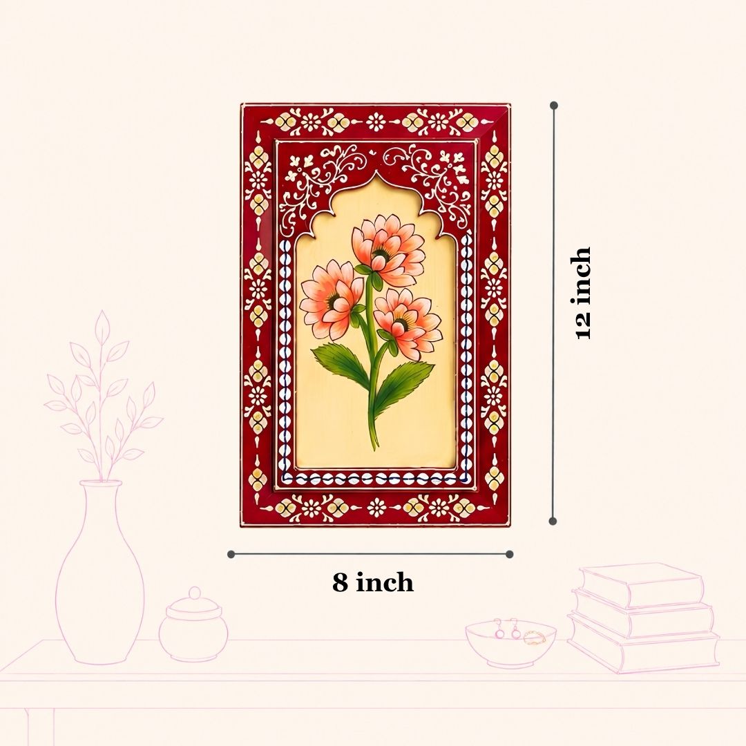 Ruby Bloom Handpainted Wooden Wall Frames (Set Of 3) (12x8 inch)