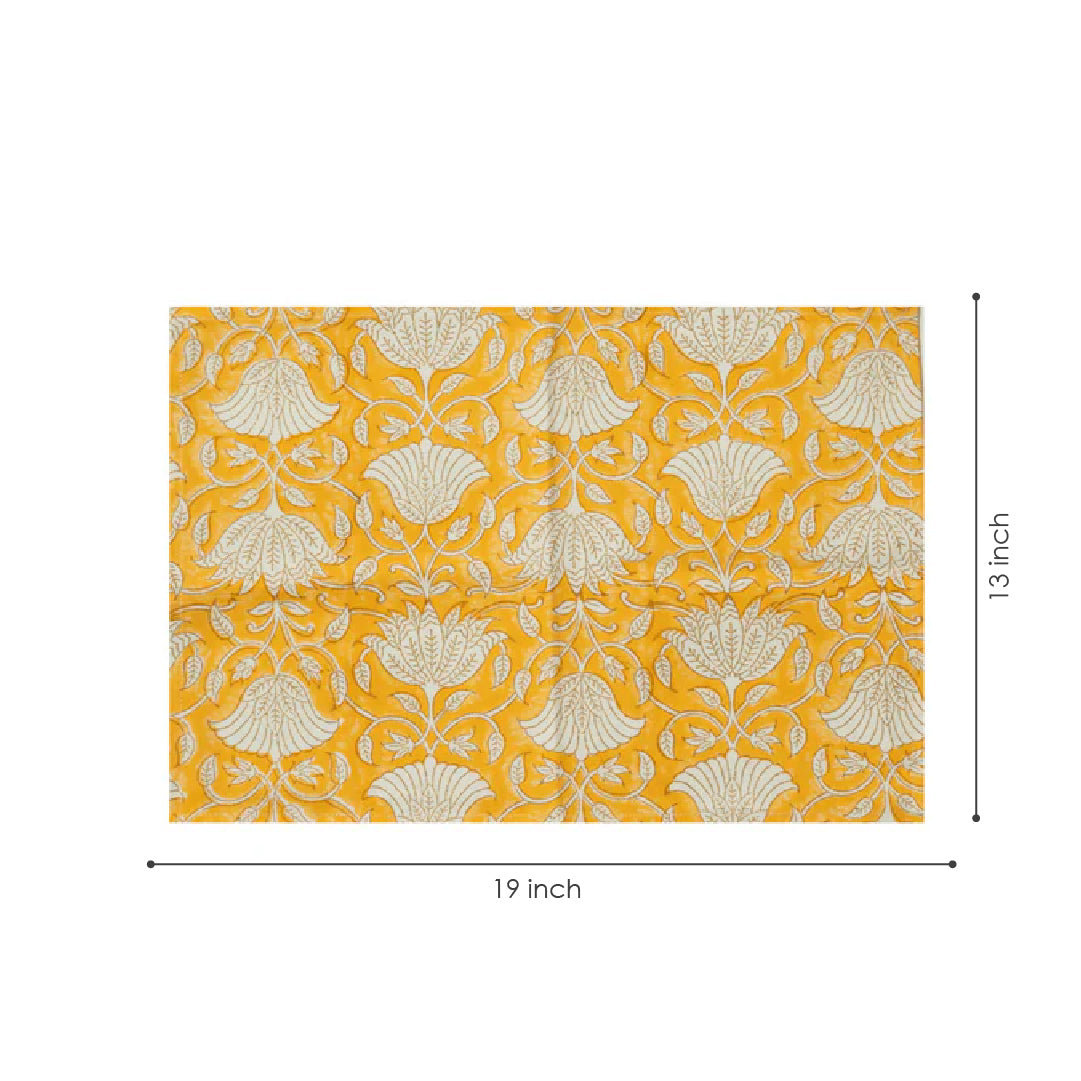 Saffron Block Print Table Mat (Set of 2)