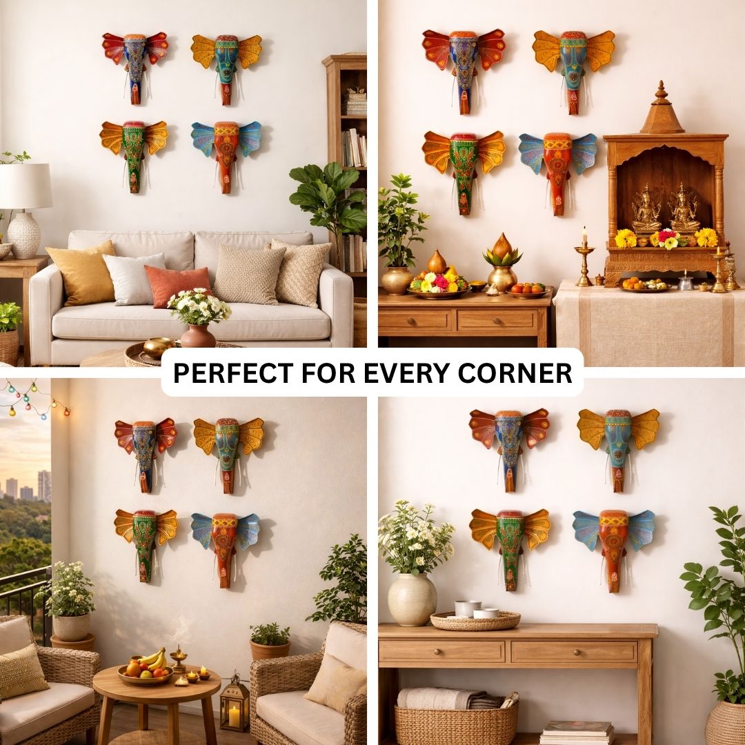 Set Of 4 - Elephant Wall Decor